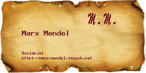 Marx Mendel névjegykártya